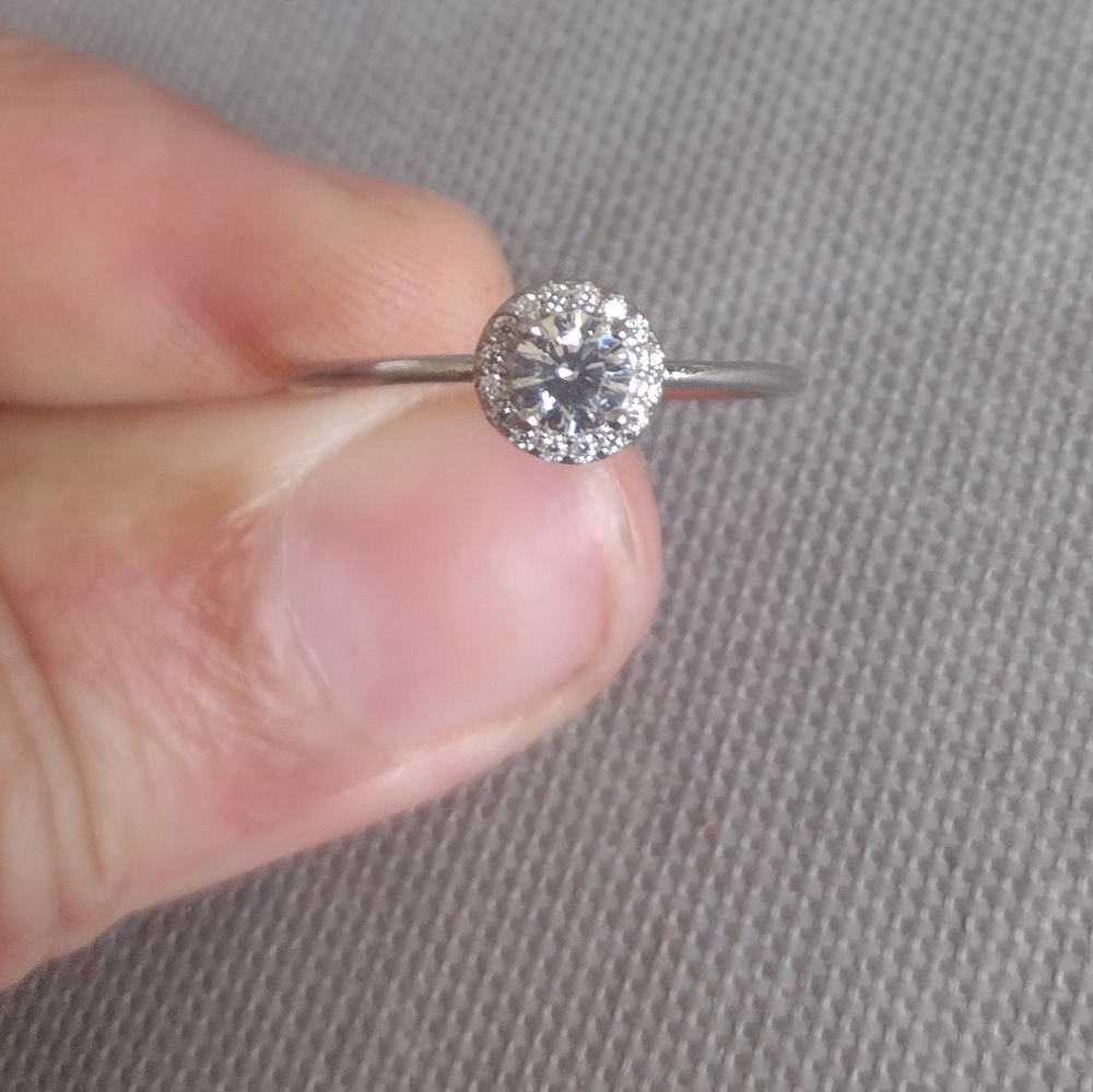 NEW 0.30-Carat Diamond Centerstone + Halo/18K White Gold Ring